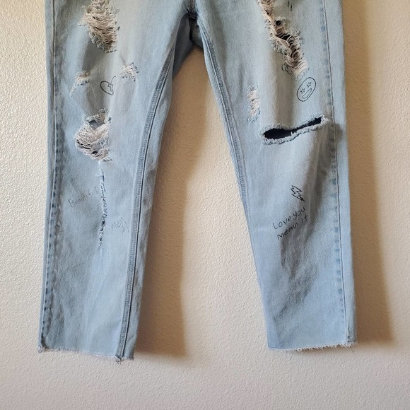 Adam Levine The Girlfriens Distressed Doddled Straight Leg Jeans Size 17 Women - Picture 7 of 11